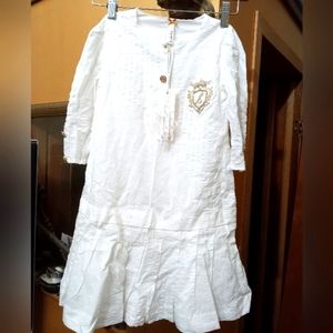 Sailor Dress Pleated @ bottom Gold Buttons Slip underneath Quarter sleeve